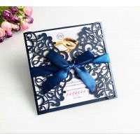Dark Blue Invitation Card Laser Cut Paper Slay-up Holiday Card